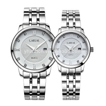 Calendar japan movt 5atm,10atm water resistant all solid stainless steel watches for couple